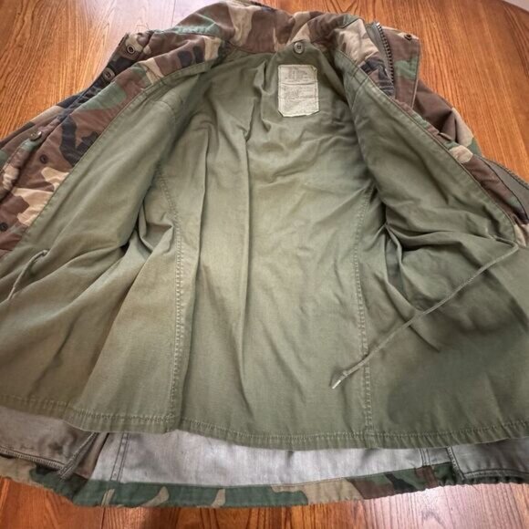 Alpha Industries US Navy Sea Bees Woodland Camo Cold Weather Field Coat Size S - Picture 5 of 10